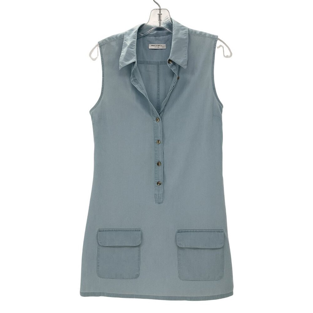 Equipment Femme Lucida Dress Denim Blue Jean Short Collared Dress Sz Small - Picture 3 of 7